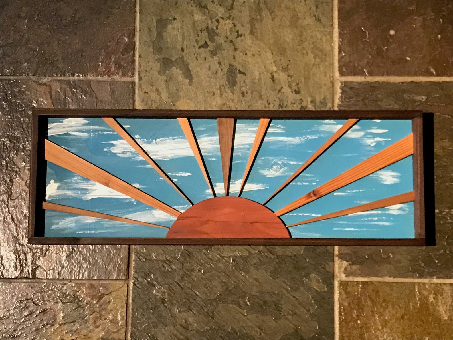 Sunrise Wood Wall Art Reclaimed Wall Art Blue Sky Etsy