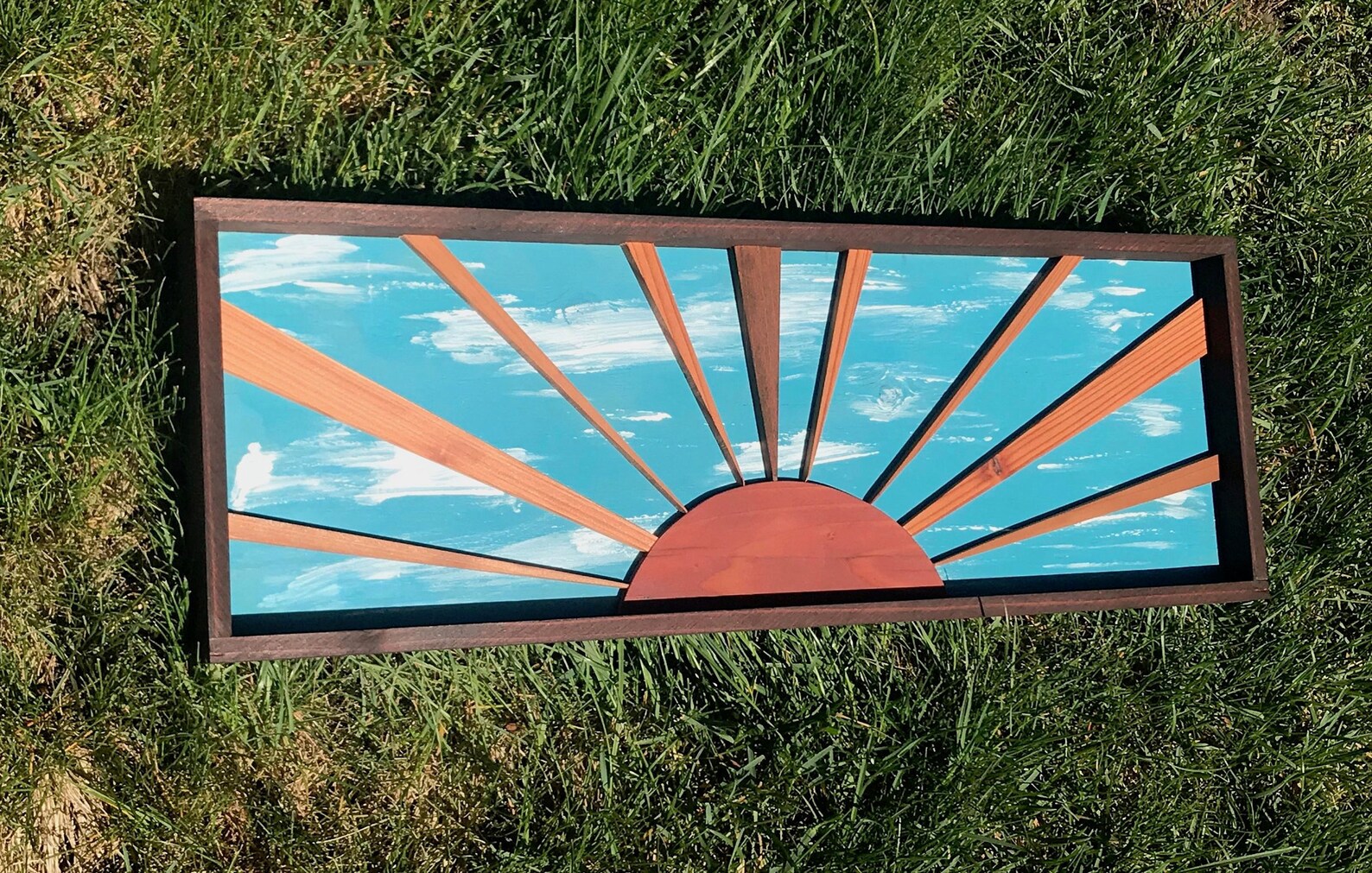 Sunrise Wood Wall Art Reclaimed Wall Art Blue Sky Etsy