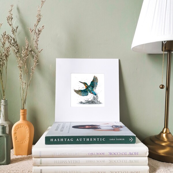 Kingfisher Art Print | Kingfisher Print | Wildlife Print | Bird Print | Bird Lovers Gift | Mounted Print | Gift Ideas | Garden Bird Print