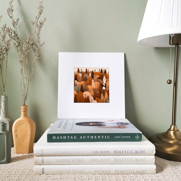 Autumn Forest Print | Autumn Cabin | Autumn Trees | Autumn Forest | Woodland Illustration | Cozy Forest | Cabin In The Woods