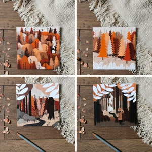 Carte de vœux de la forêt d’automne | | de cabine d’automne Arbres d’automne | forêt d’automne | | de carte d’anniversaire | d’illustration woodland Forêt confortable