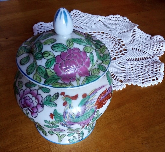 Vintage Chinese Porcelain Ginger Jar Oriental Home Accent Etsy