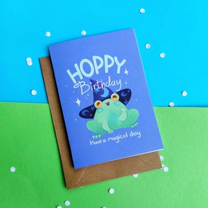 Carte de voeux Hoppy Birthday de la grenouille sorcier
