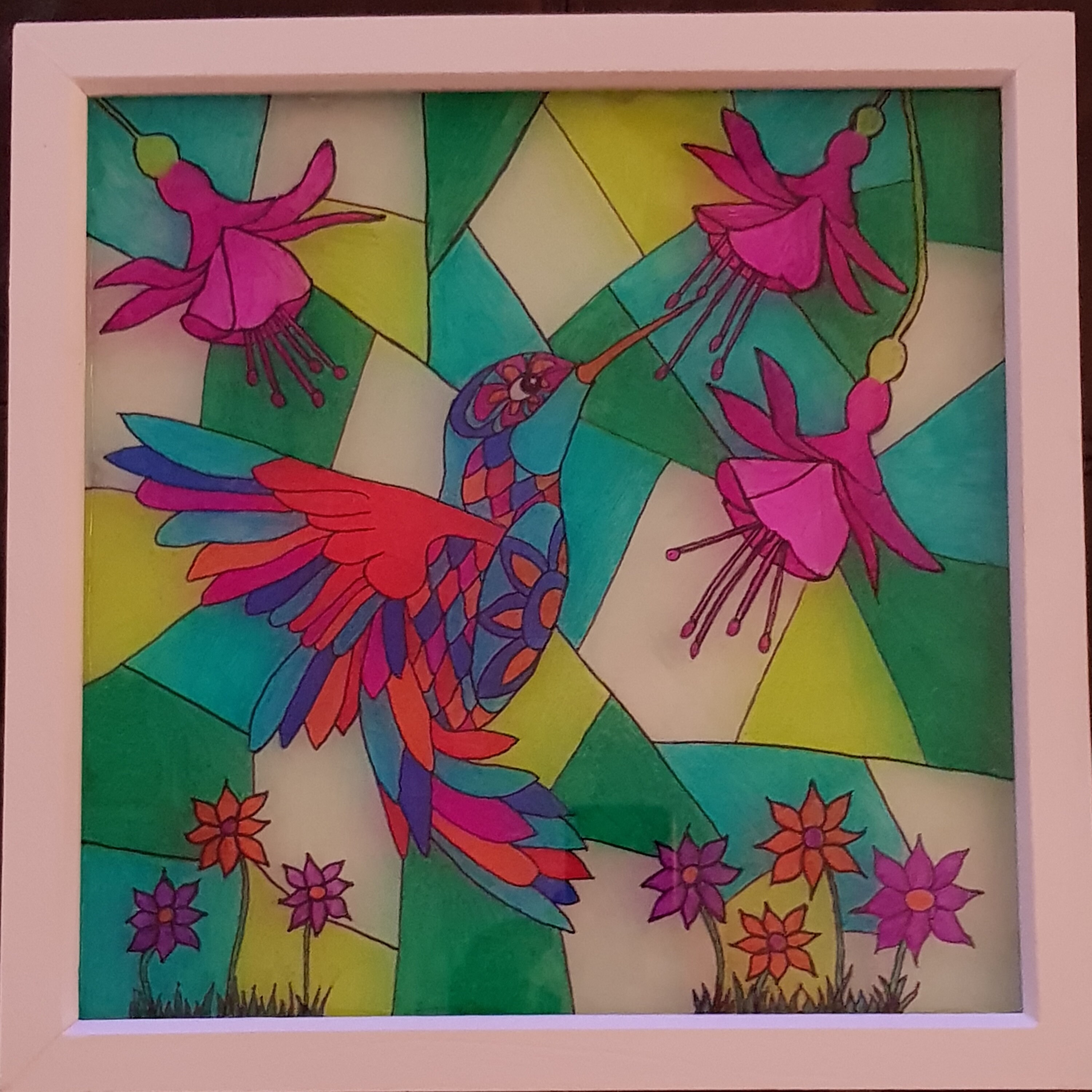 Hummingbird Stained Glass Lightbox Handmade Etsy