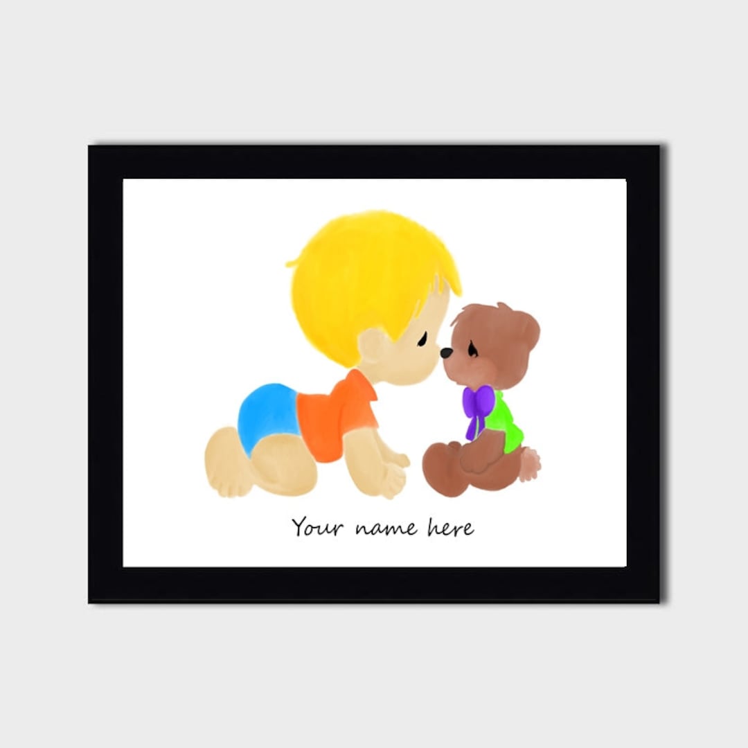 Nursery Print Personalised Baby Boy Room Decor Poster Teddy Etsy