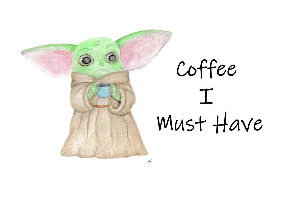 Watercolour Splash Baby Yoda Print – A4 A3 A2 Maxi Wall Art – Woozy Prints 5082