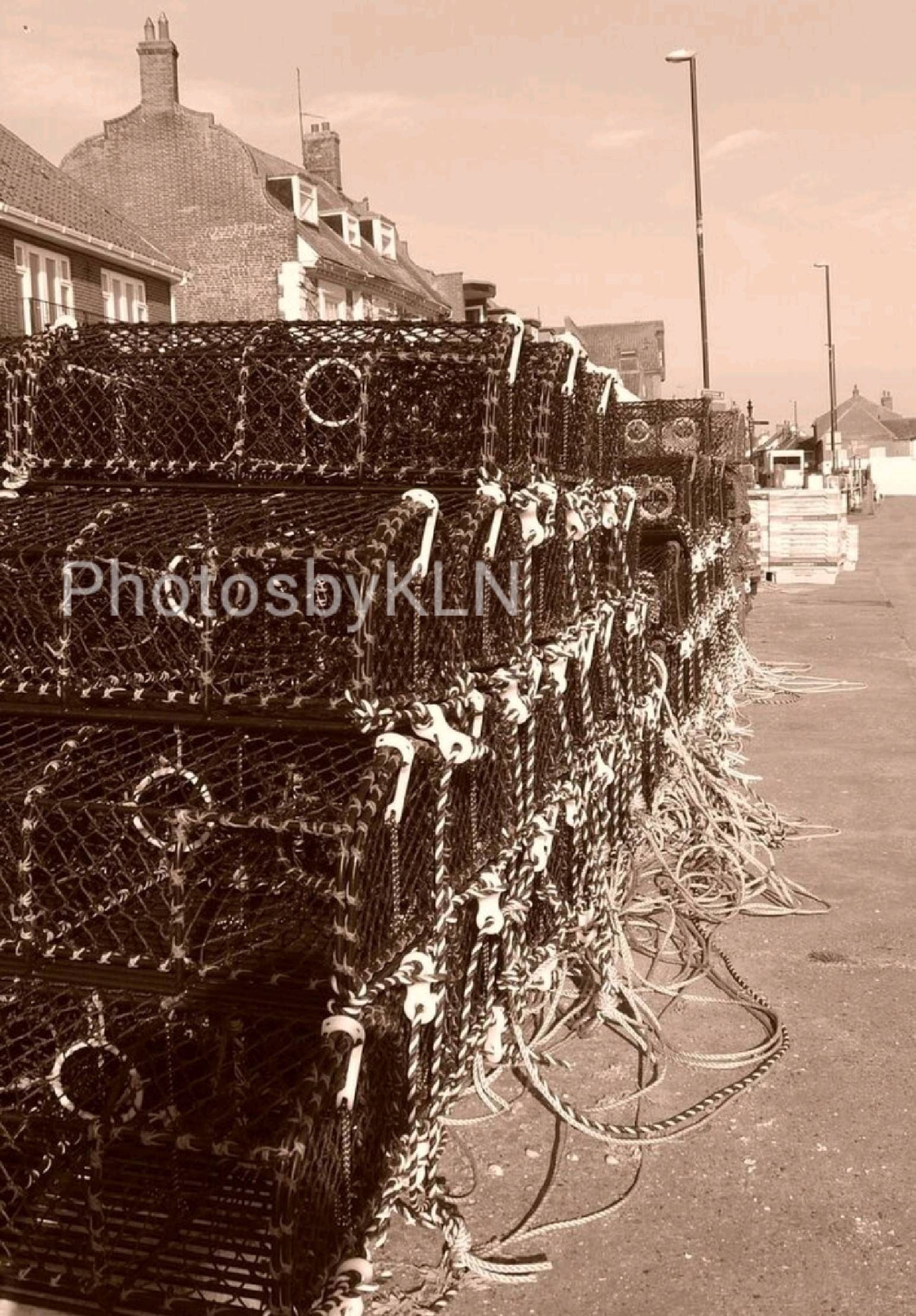 Sepia Photo of the Crab Pots at Wells Next the Sea Norfolk Photo A5