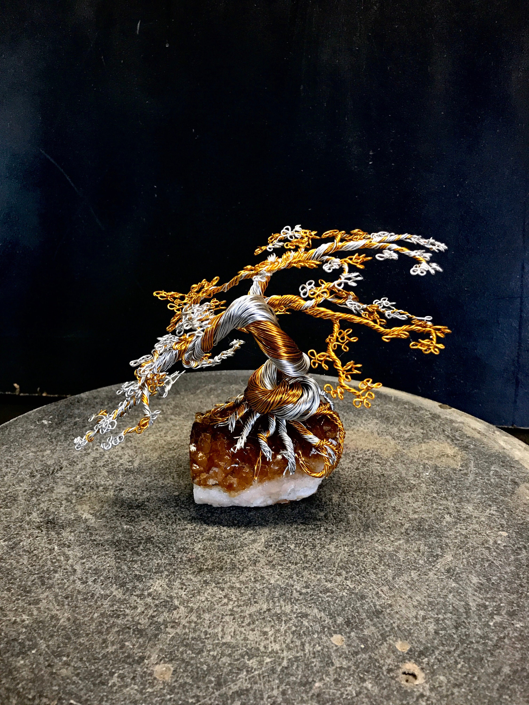 Wire Bonsai Tree on Crystal Stone Etsy UK