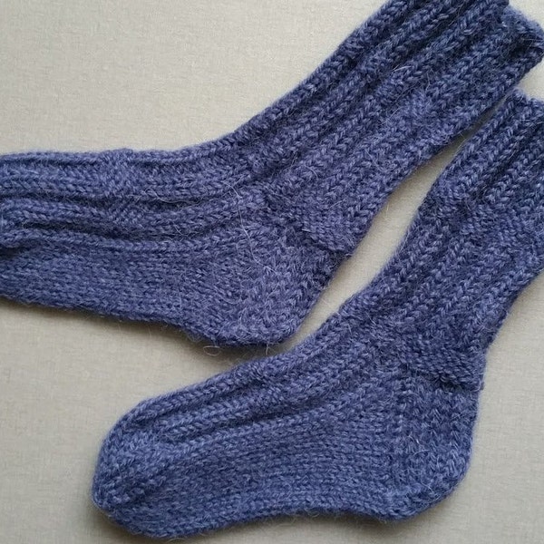 Hand knitted baby boy wool long socks Newborn blue socks Kids alpaca leg warmers