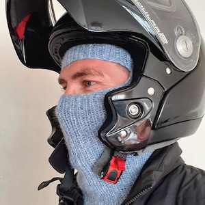 Hand knit winter Balaclava Hat, Balaclava helmet, Winter Ski mask, Warm and Soft Blue Winter Hat Ready to ship