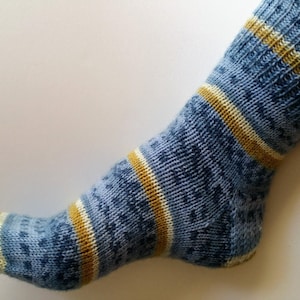 Hand Knit Wool Socks: Light Blue Unisex Hiking Socks
