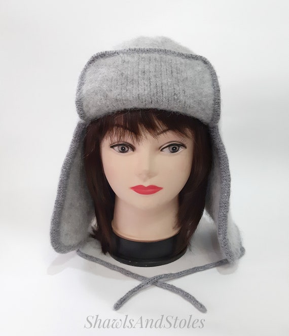 Knitted Ushanka Alpaca Hat With Ears 