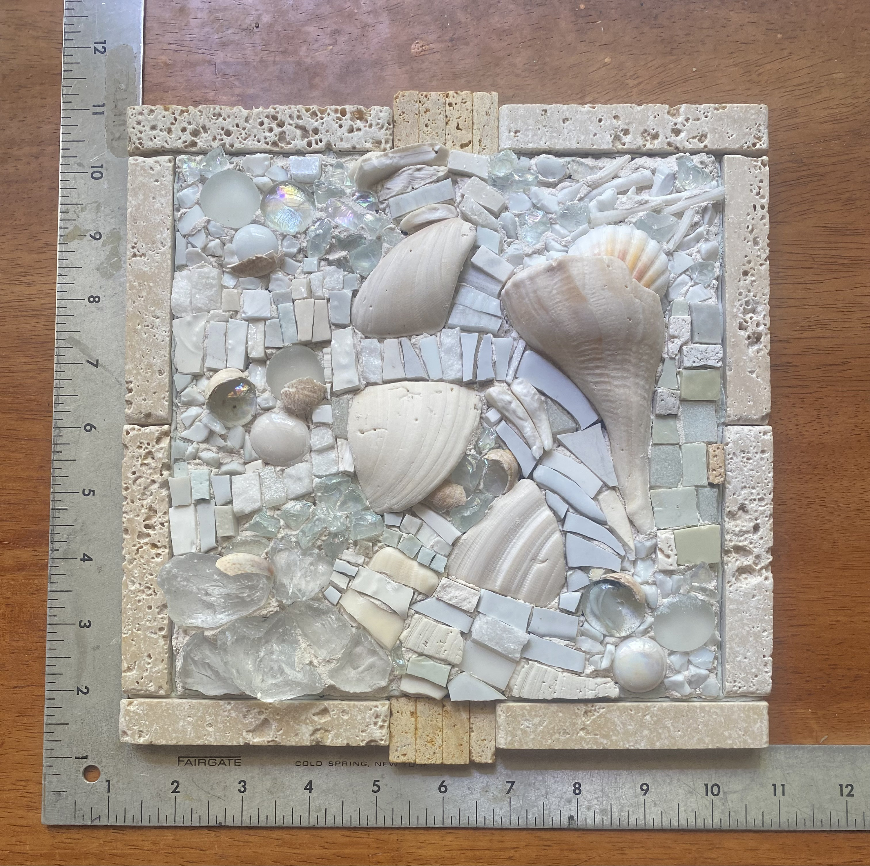 Shell Mosaic Designs Coastal Serenity Mosaic Art - Seaside Mosaic Assemblage With Shells ...