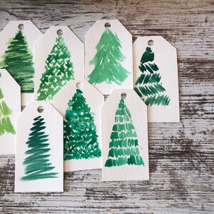 Watercolor Gift Tag Set: Christmas Trees image 2