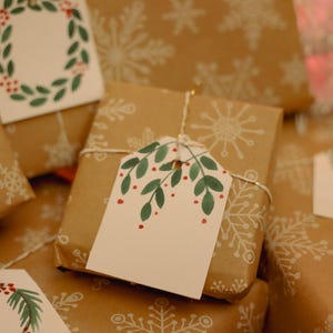 Watercolor Gift Tag Set: Holiday Floral