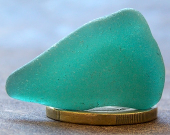 Collectible Rare Teal Blue Genuine Sea Glass, Pendant shape, Authentic Beach Treasure, Coastal Decor, Jewelry Making