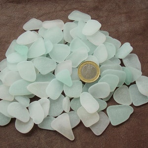 100 pcs frosted seafoam sea glass; Bulk genuine surf tumbled beach glass for Jewelry making; mosaic art decor supplies; 1,5-3,5cm 0,6-1,4&quot;