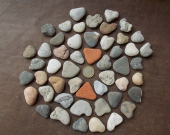 50 Heart Shaped Beach Stones: Pebble Art, Wedding Decor