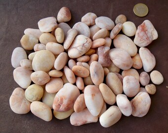 Pink & Yellow Quartz Pebbles: Aquarium Terrarium Decor (1.5cm - 4cm)