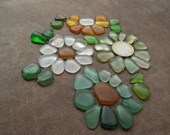 50 Genuine sea glass pebbles for jewelry making & seaglass art; Natural Multicolored ocean tumbled beach glass, Jewelry quality, 0.4-0.6"