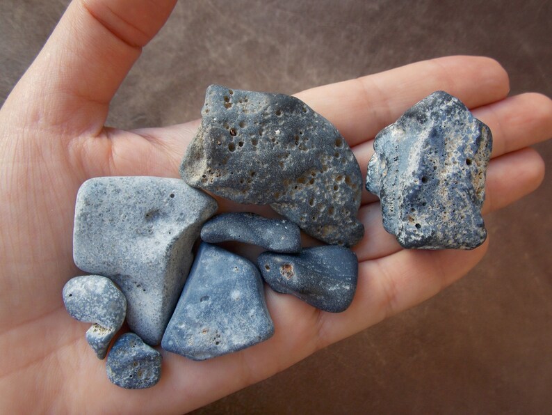 Collectible rare blue slag stones. 8 unusual Mediterranean Etsy