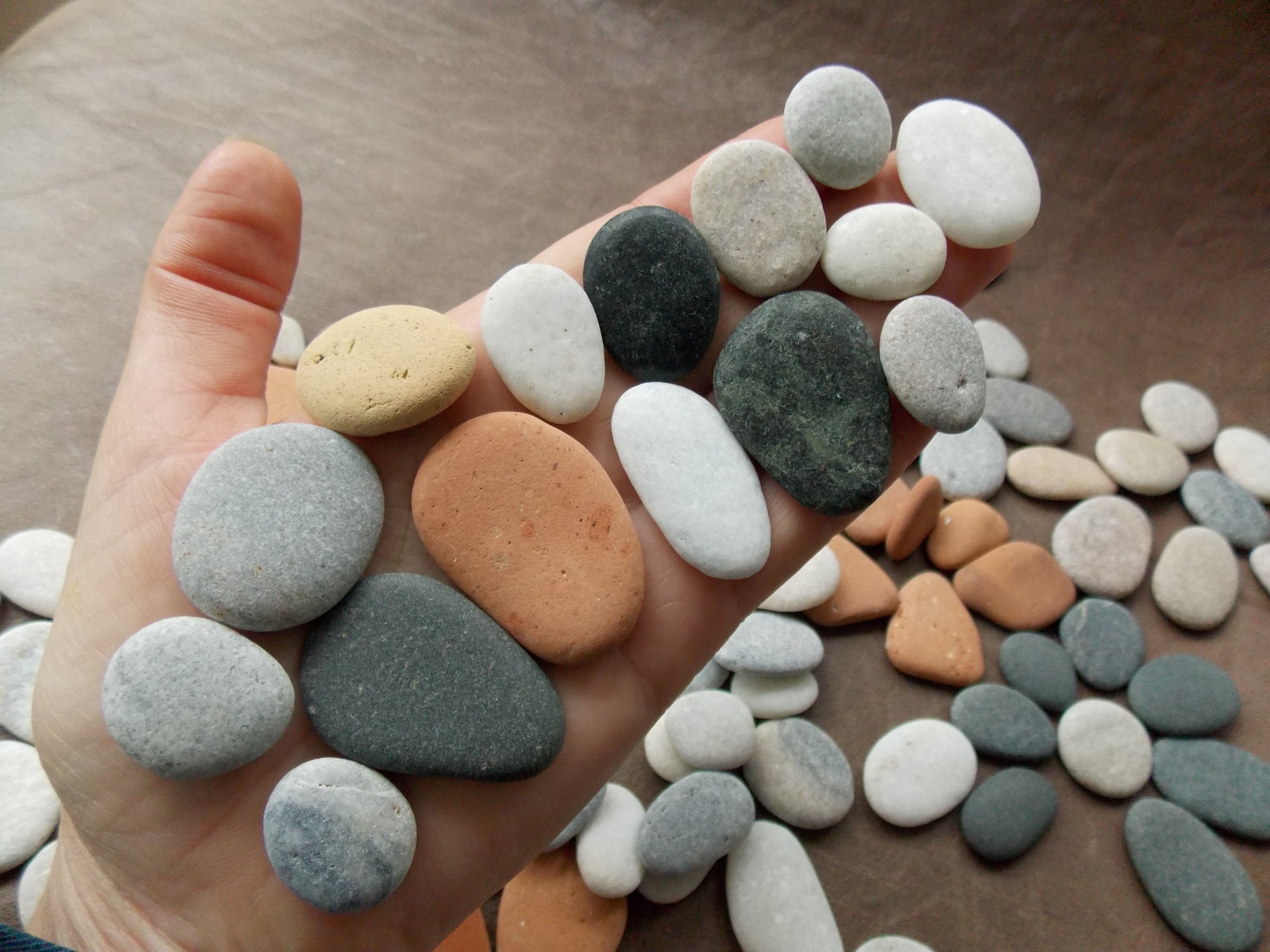 60 Smooth Flat Rock Pebbles for Pebble Art & Crafts.