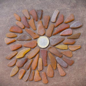 Amber Sea Glass Pieces: Coastal Art, Jewelry Making (1.5-3.5cm, 50pcs)
