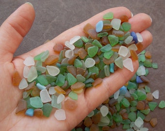 Tiny Multicolored Authentic Sea Glass Chips: Mosaic making, Vase Filler, Seaglass Art supplies (<1cm <0,4")