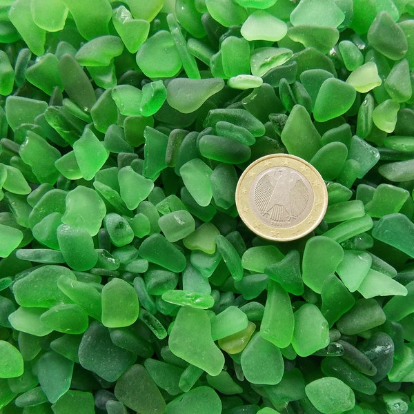 Bulk genuine surf tumbled Spanish sea glass. Tiny green beach sea glass. Christmas ornament jewelry art craft supplies; 0,5cm-1cm, 0.2"-0.4"