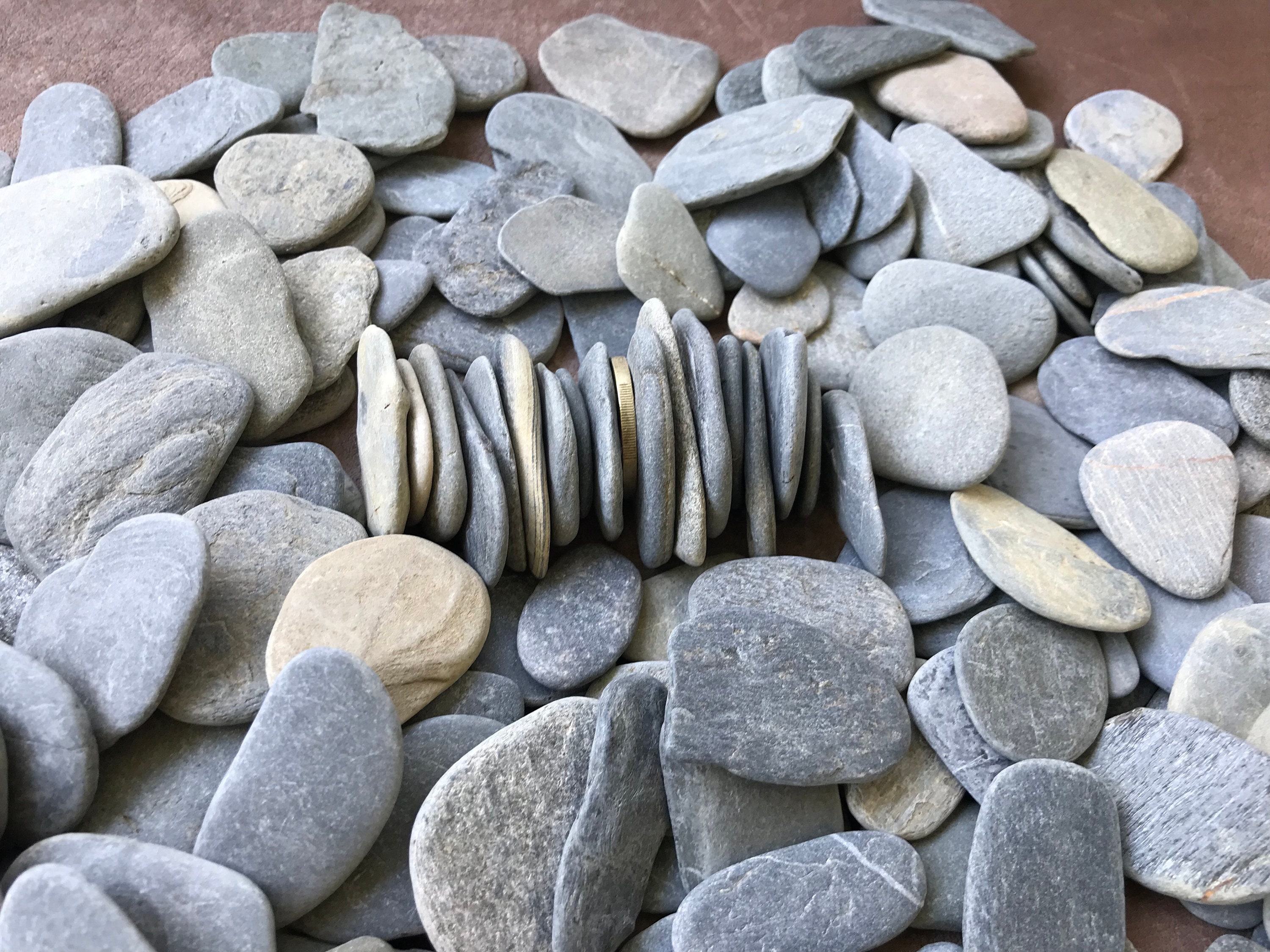 60 Smooth Flat Rock Pebbles for Pebble Art & Crafts.