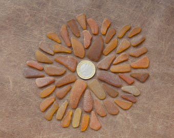 50 pcs Amber Genuine Oblong Sea Glass Pieces: Coastal Art, Jewelry Making (1.5-3.5cm)