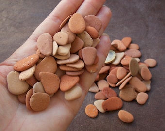 100 Tiny Sea Pottery Shards: Terracotta Beach Pebbles for Mosaic Art