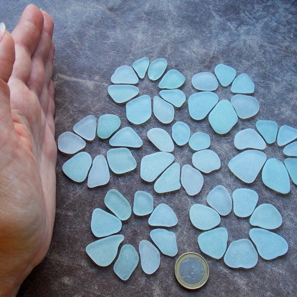 High quality authentic sea glass; 50 perfectly frosted genuine surf tumbled Spanish sea glass pcs for jewelry making; 1,8cm-3cm, 0,7"-1,2"