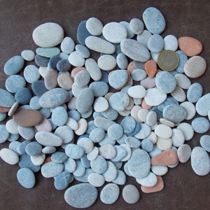 Smooth oval beach stones for pebble art; Flat thin sea pebbles for crafts; mosaic making; painting, canvas art, beach home decor; flat rocks