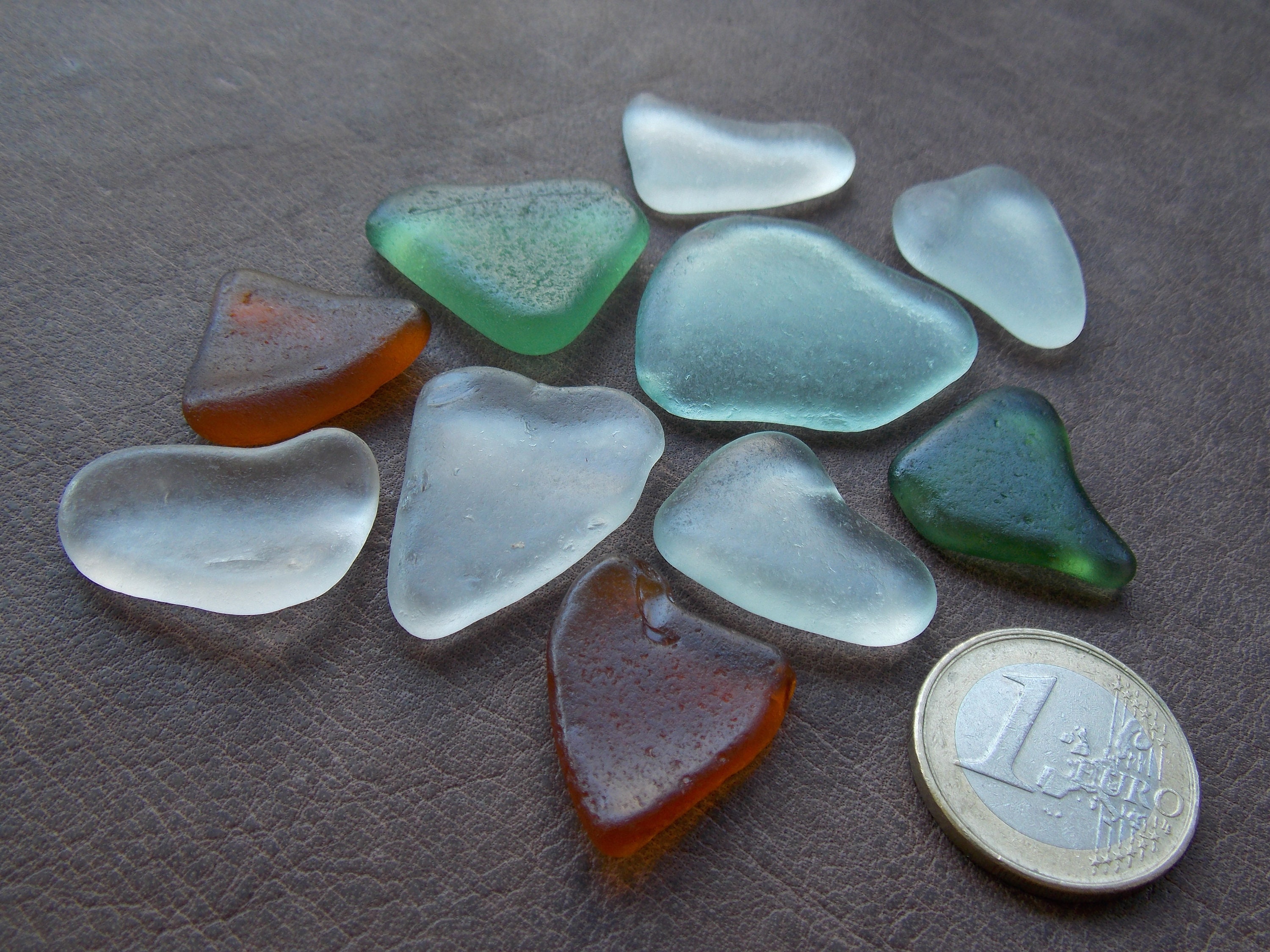 6 seafoam Spanish sea glass hearts