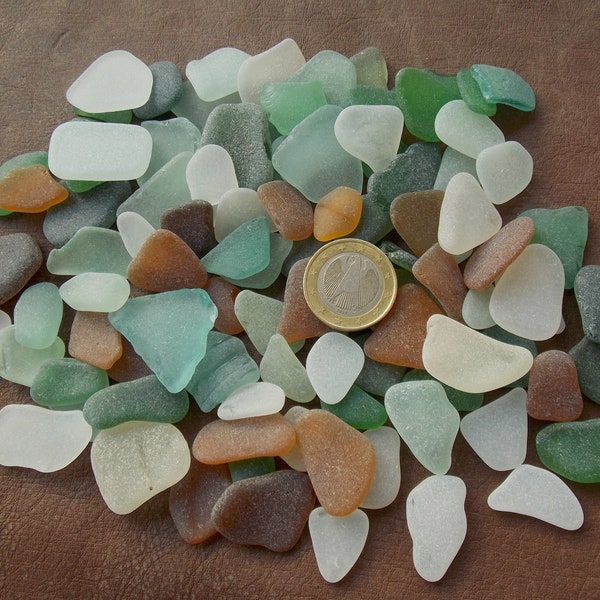Bulk frosted genuine surf tumbled Spanish sea glass for Jewelry, mosaic, sun catchers, sea glass pebble art & crafts; 1,5-2,5cm, 0,6"-1"