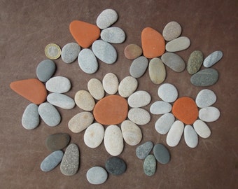50 Multicolored Beach Stones: Flat Pebble Art Craft Supplies (1-1.8")