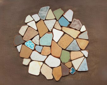 Spanish Sea Pottery Tiles: 44 Vintage Ceramic Shards, Mosaic Supplies (0.8"-2,5")