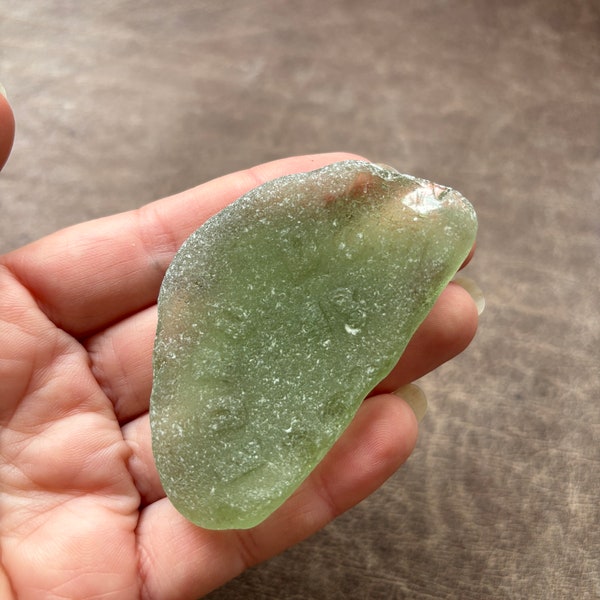 Collectible sea glass with number 13; Rare Genuine sage green Sea glass collectors gift; Rare vintage Spanish beach seaglass chunk, 7cm-2,8"