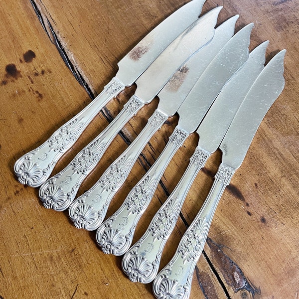 Set of 6 Antique Silver Plated Tiffany & Co Fish Knives