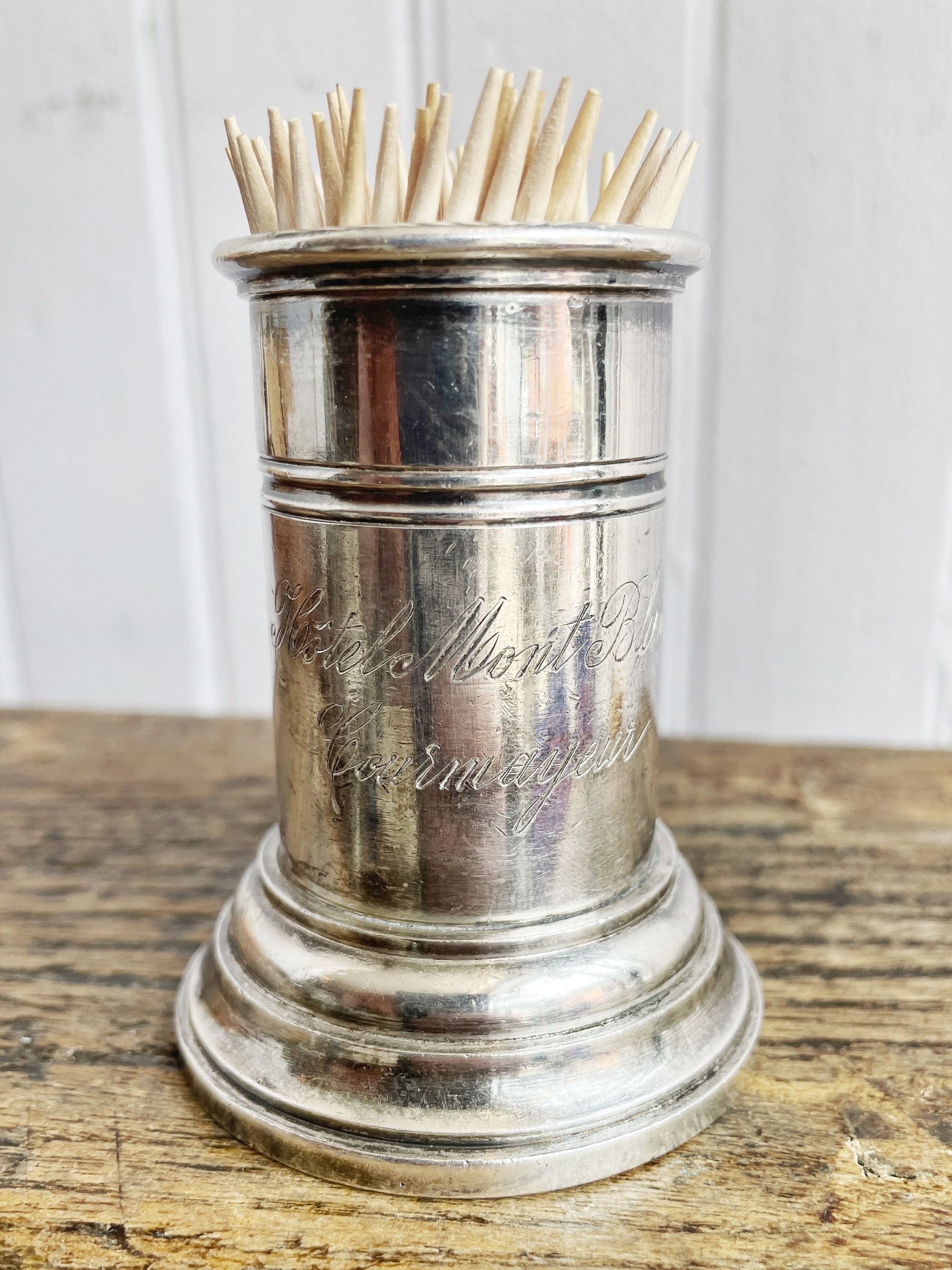 Vintage Silver Toothpick Holder From Hotel Mont Blanc Di