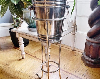 1937 English Silver Plated Champagne Bucket on Stand