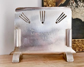 Vintage 1940s Silver Menu Holder from Milwaukee Road Railroad