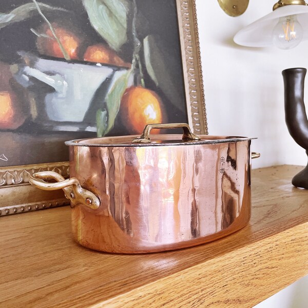 Antique French Gaillard Copper Lidded Pot from Grand Hôtel de Vittel