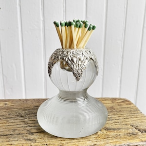 Unique 1902 English Sterling Silver and Glass Match Striker