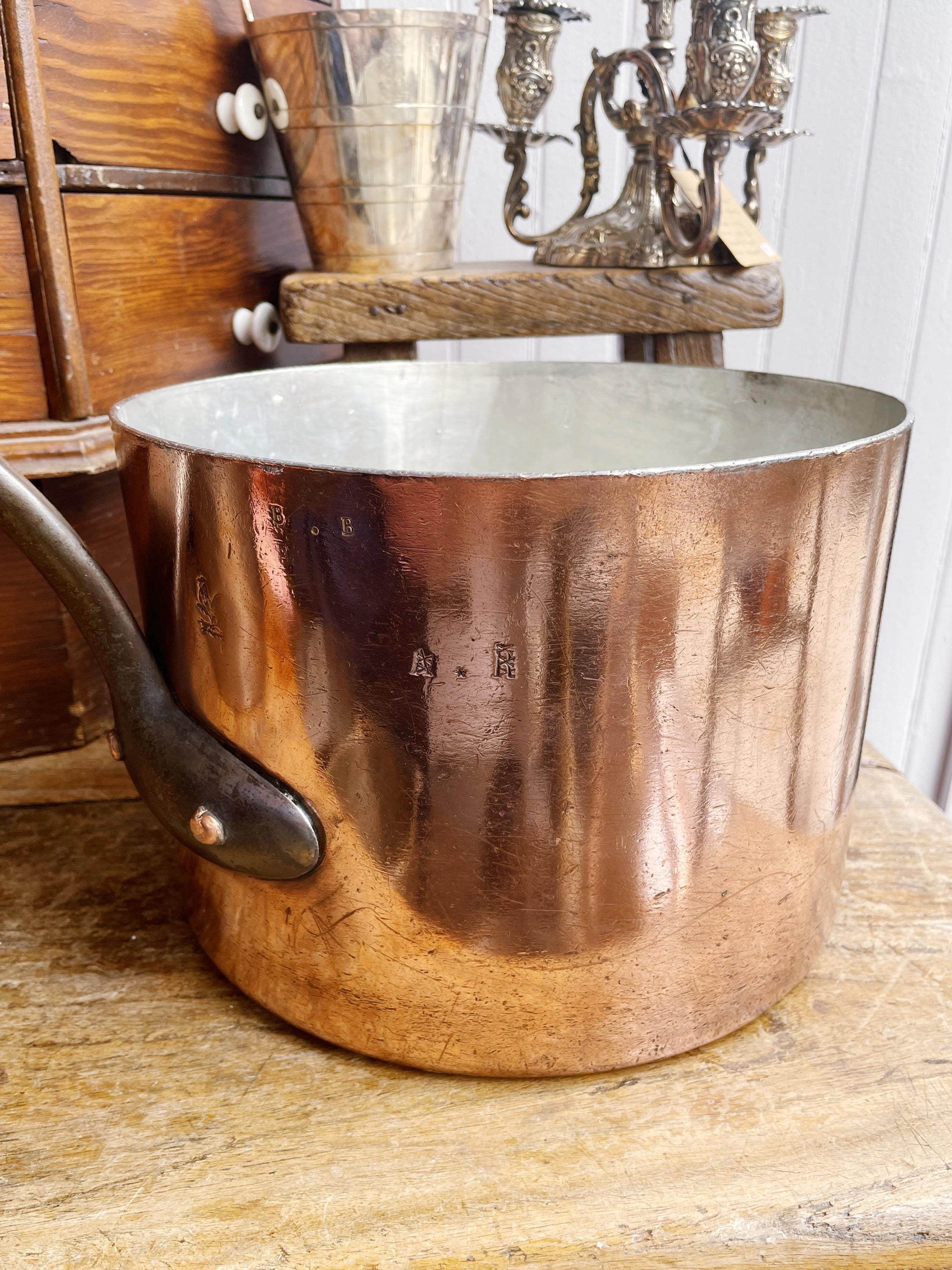 Big Antique French Dehillerin Cockerel Mark Copper Pot
