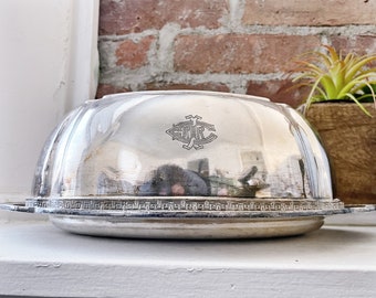 Antique Silver Plated Dome & Platter from Illinois Central Railroad