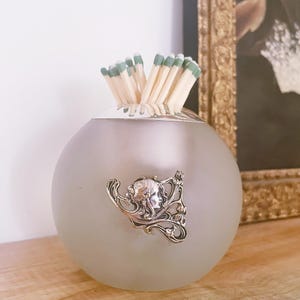 Large Art Nouveau Sterling Silver and Glass Match Striker