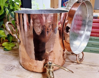 Antique English Copper Stock Pot with Lid