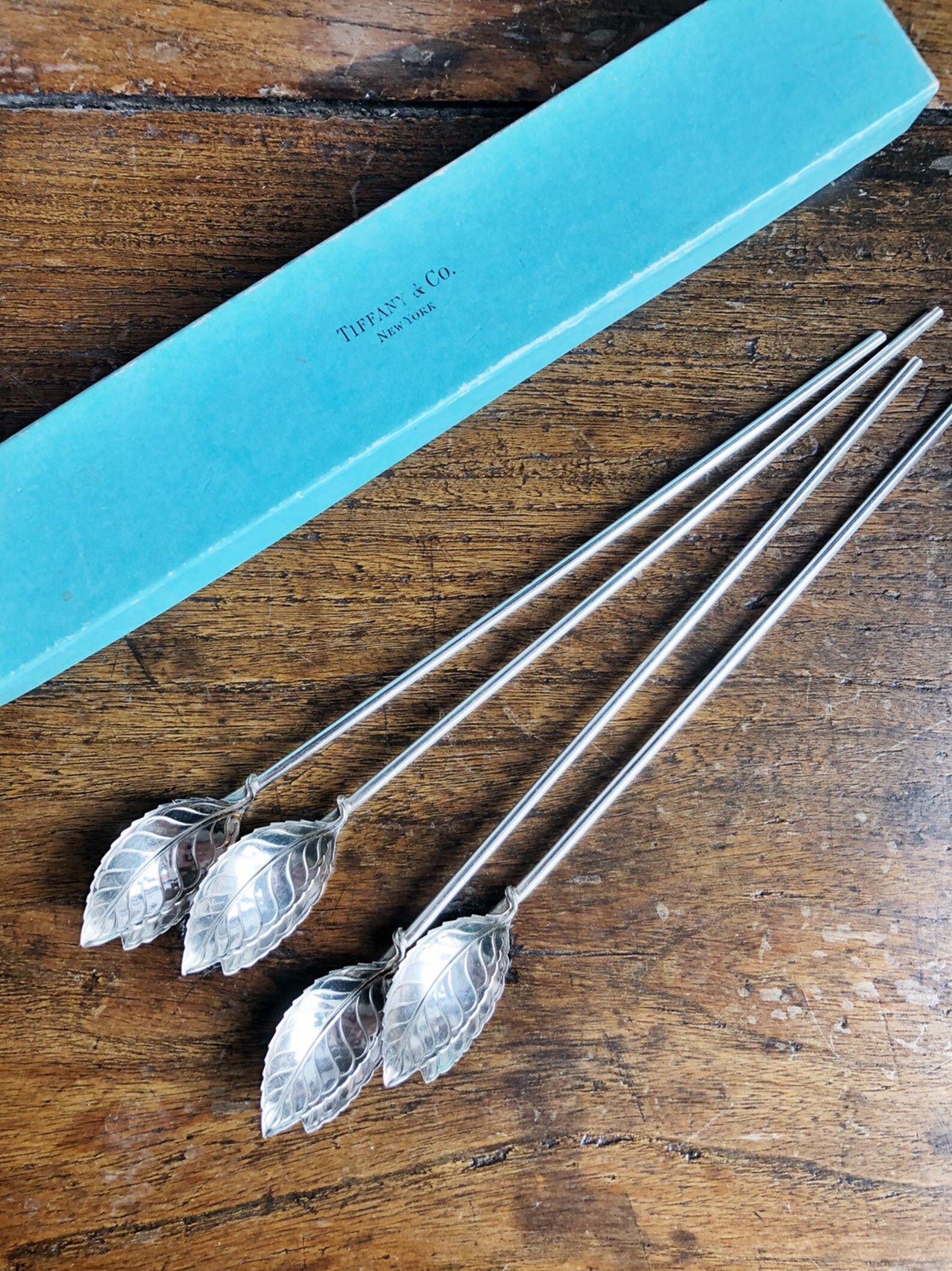 Tiffany & Co. カトラリーセット ピック 爪楊枝 ビンテージ品 Set of 4 Vintage Tiffany & Co Sterling Silver Cocktail Straws - Etsy